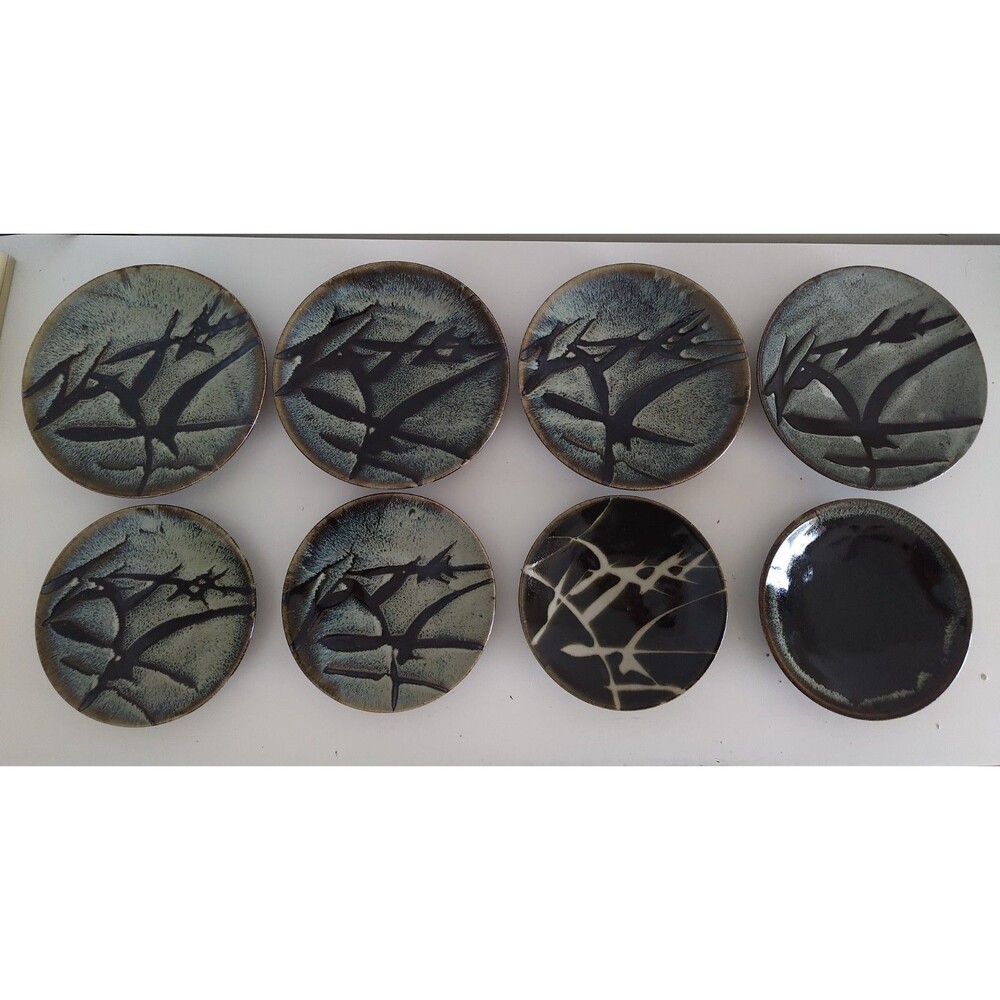 8 Vintage Japanese Art Mashiko Pottery plate Dinner Appetizer Saucer